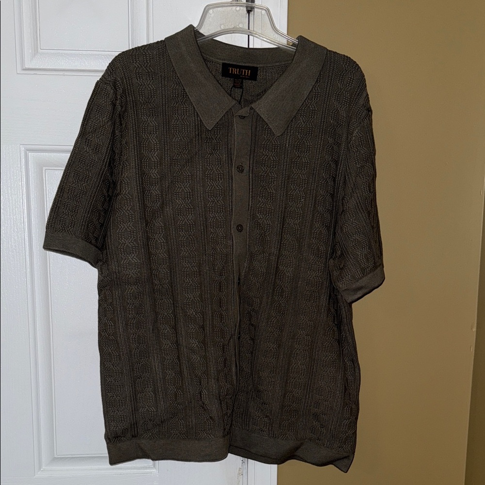Truth by Republic Olive Textured Polo Shirt XL